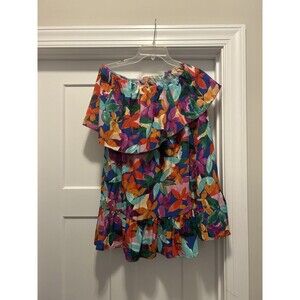 SHEIN Woman Size 12 Floral Strapless Sleeveless Mini Dress Ruffles Vacay Resort